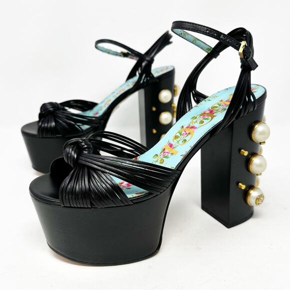 Gucci Allie Pearl Knot Platform Sandals Size 36.5 - Picture 1 of 12